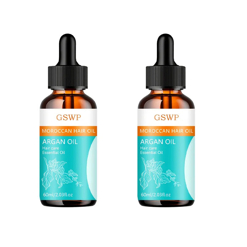 GSWP Argan Oil Hair Care Essential Oil, Deeply Hydrating, Tames Frizz, Leaves Hair Silky Smooth, Repairs Split Ends. 60ml/120ml