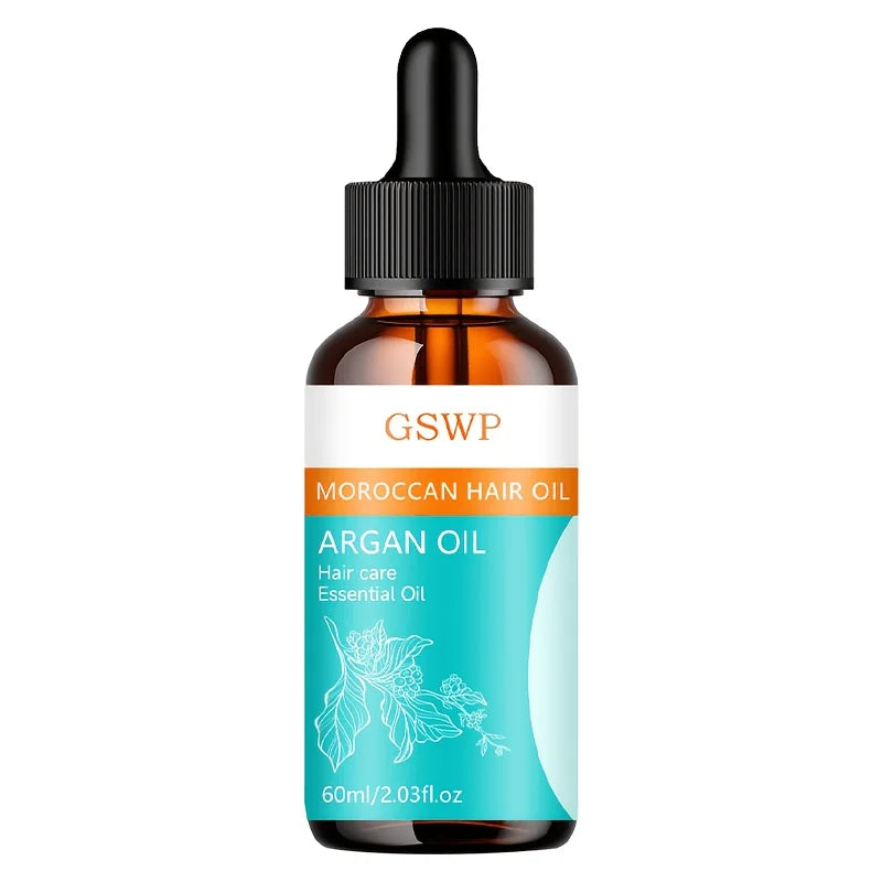 GSWP Argan Oil Hair Care Essential Oil, Deeply Hydrating, Tames Frizz, Leaves Hair Silky Smooth, Repairs Split Ends. 60ml/120ml