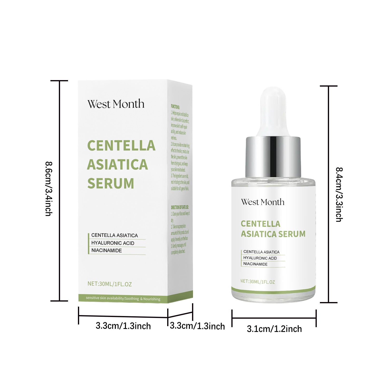 Centella Asiatica Facial Serum Moisturizing Nourish Repairing Dry Skin Smoothing Rejuvenation Soothing Brightening Beauty Health
