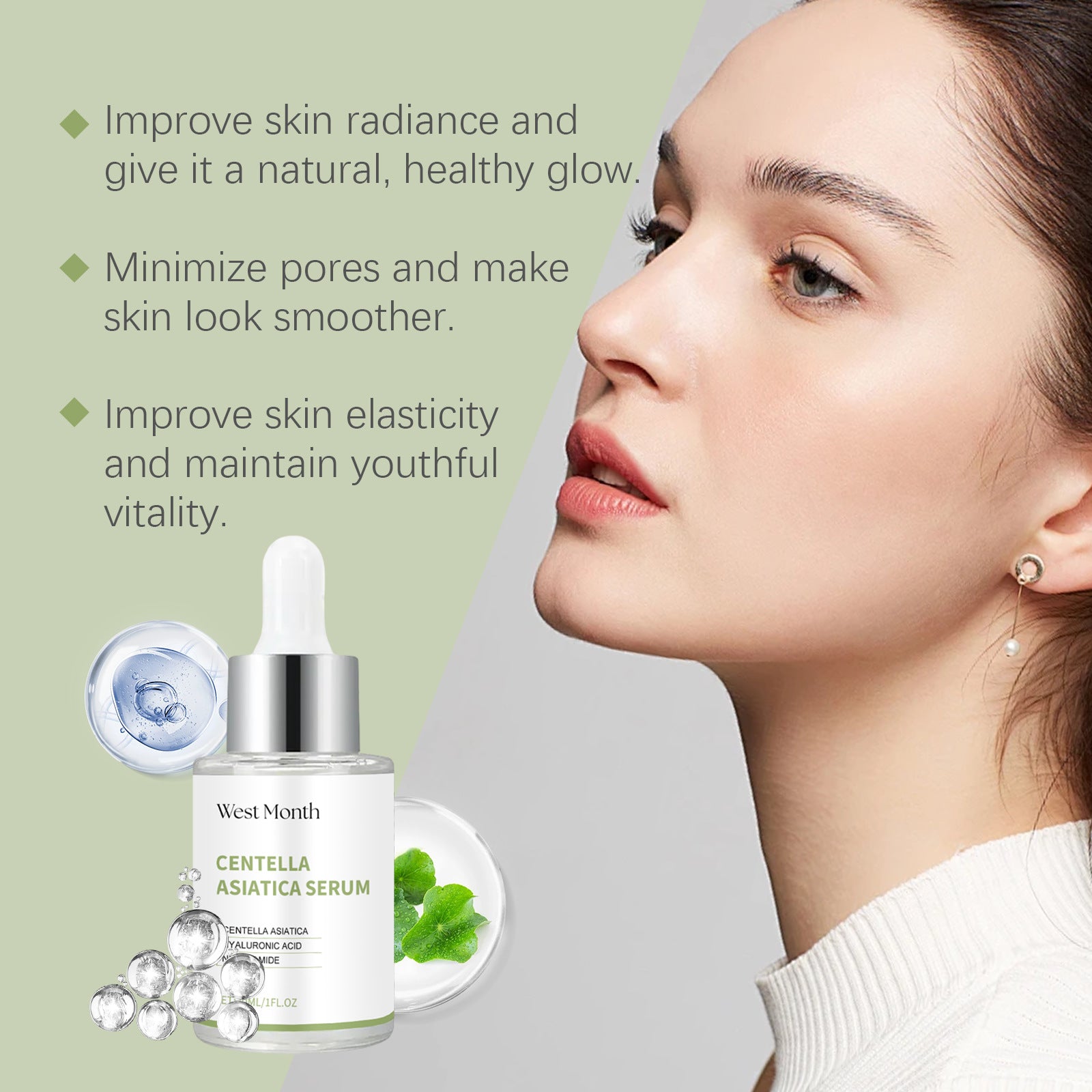 Centella Asiatica Facial Serum Moisturizing Nourish Repairing Dry Skin Smoothing Rejuvenation Soothing Brightening Beauty Health