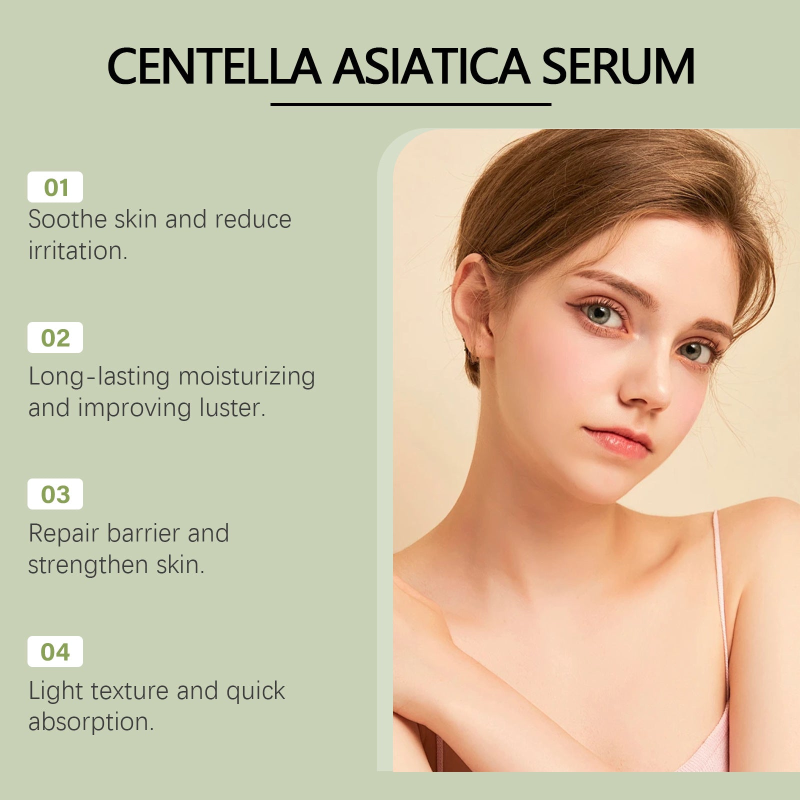 Centella Asiatica Facial Serum Moisturizing Nourish Repairing Dry Skin Smoothing Rejuvenation Soothing Brightening Beauty Health