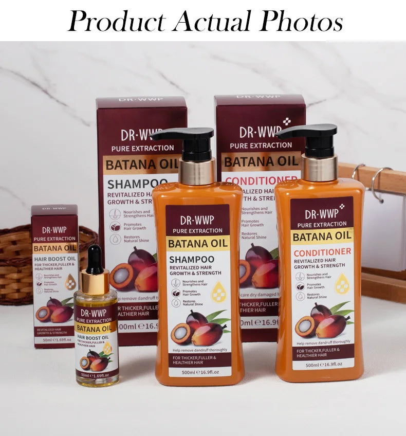 500ml Batana Oil Shampoo and Conditioner Set for Hydrating Care, Softening Hair, and Improving Dryness and Frizz