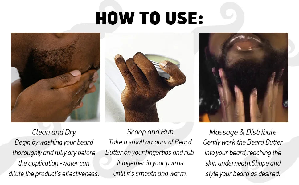4pcs/set Beard Balm Softens and Tames Unruly Hairs Beards Styling Cream Add Thickness & Volume Moisturize Shine Beards Care Balm
