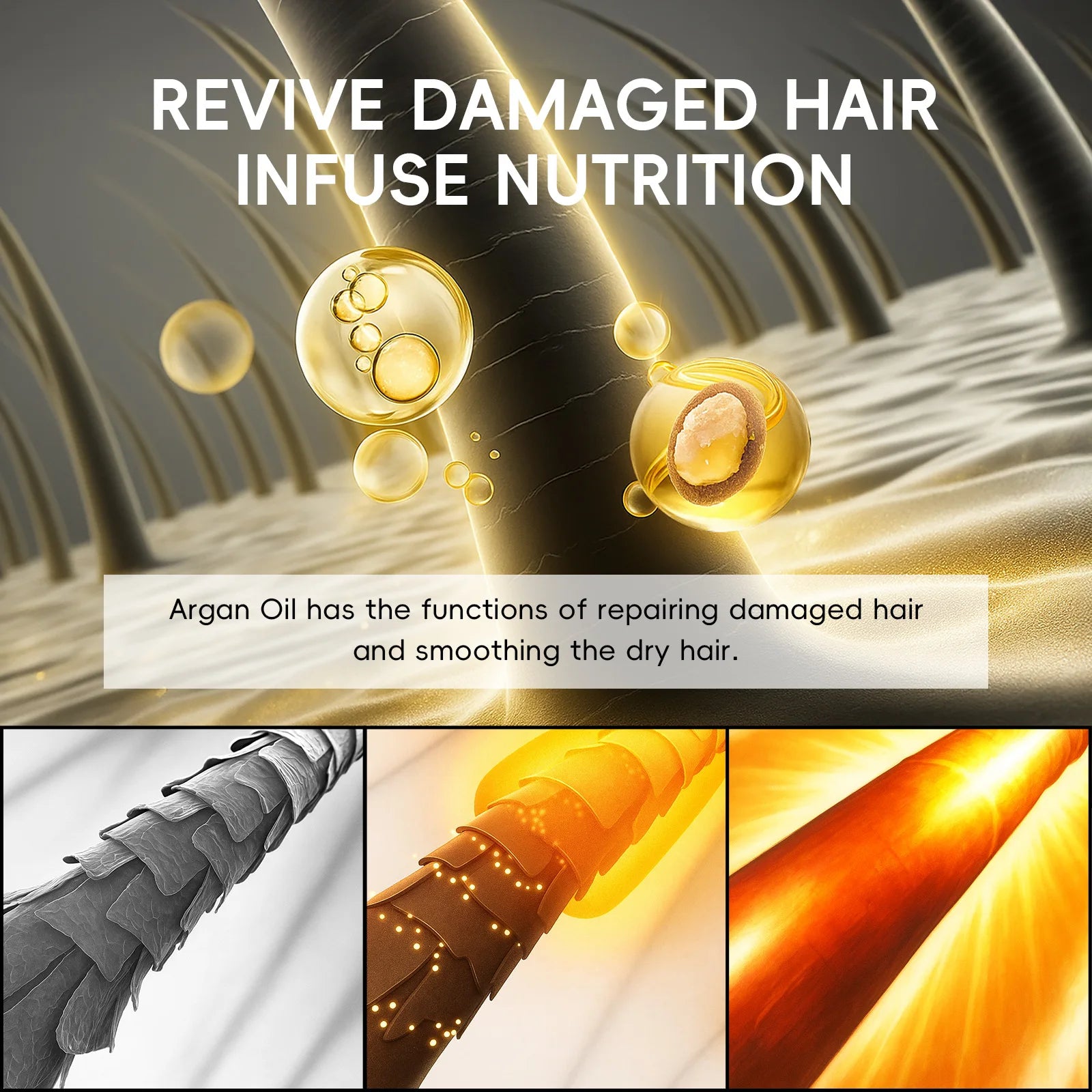 Laikou Morocco Hair Essential Oil 60ml Repair Damaged Hair Anti Frizz Nourishing Smoothing Argan Oil For All Hair Types