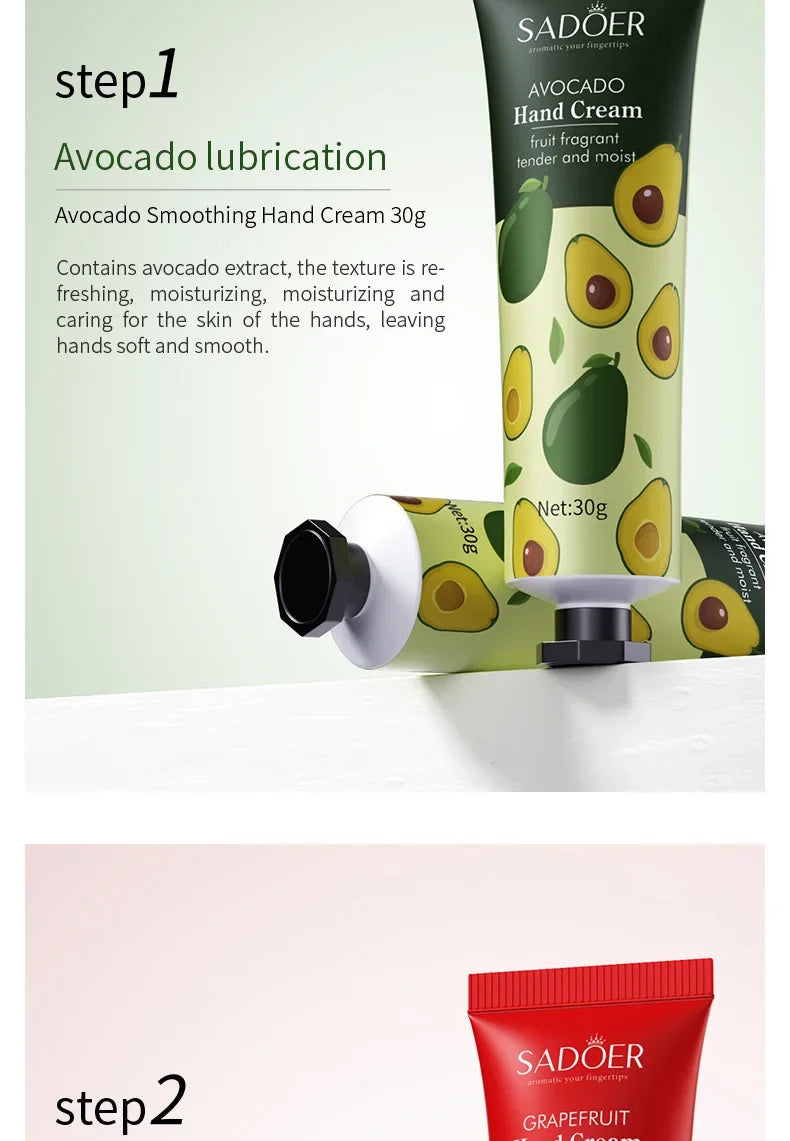 5Pcs/set Fruit Plant Fragrance Hand Cream Sets Moisturizing Repair Anti Dry Hand Lotion Sets Hands Skin Care Products