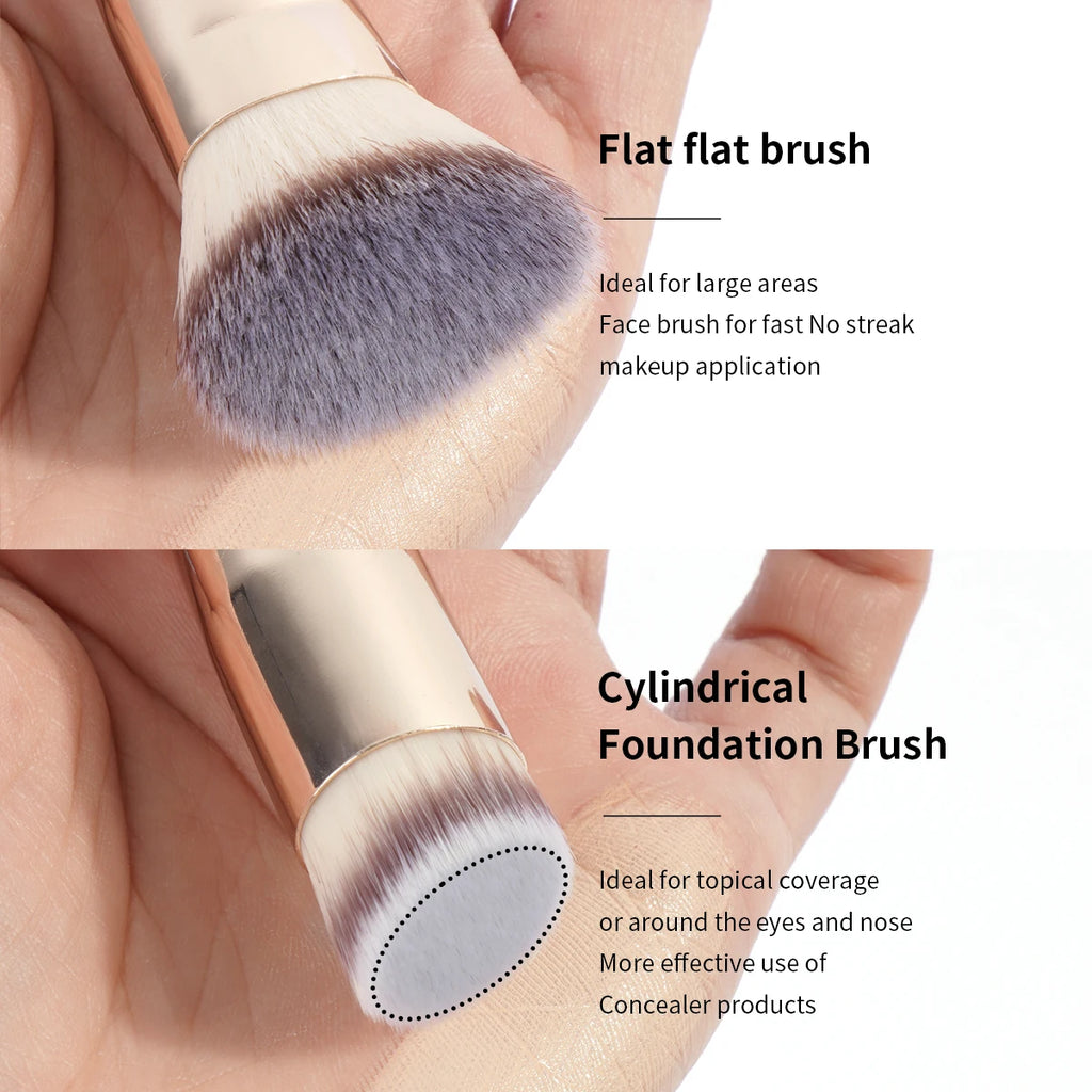 New Double-ended Makeup Brush Foundation&Contour Powder Blush Multi-functional BrushNo Powder Absorption High-value Beauty Tools