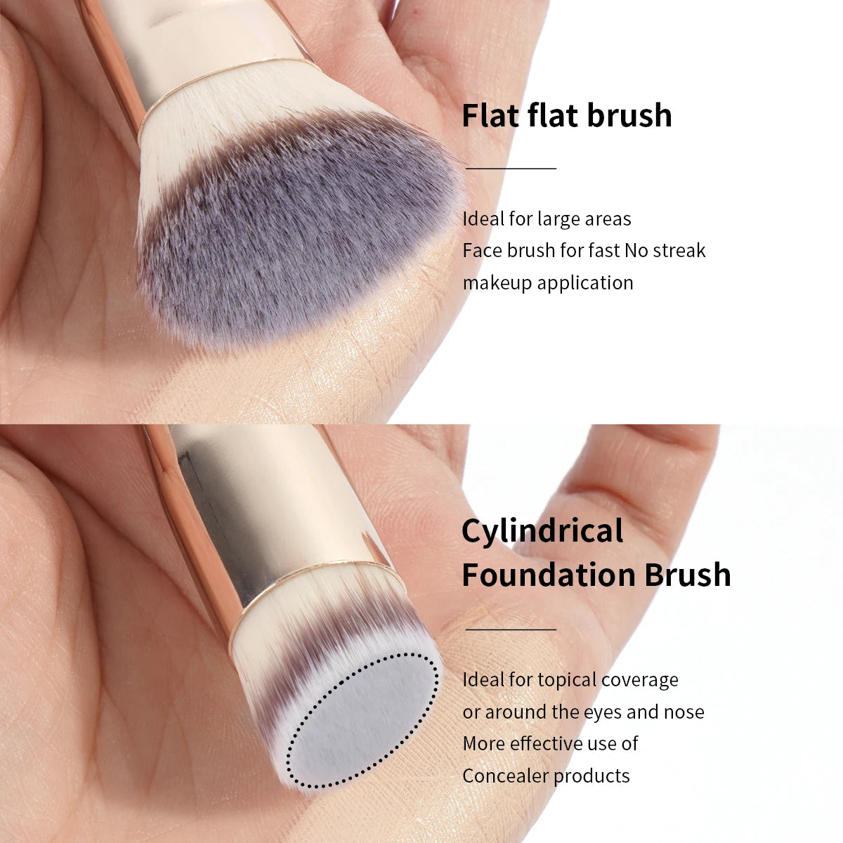 New Double-ended Makeup Brush Foundation&Contour Powder Blush Multi-functional BrushNo Powder Absorption High-value Beauty Tools
