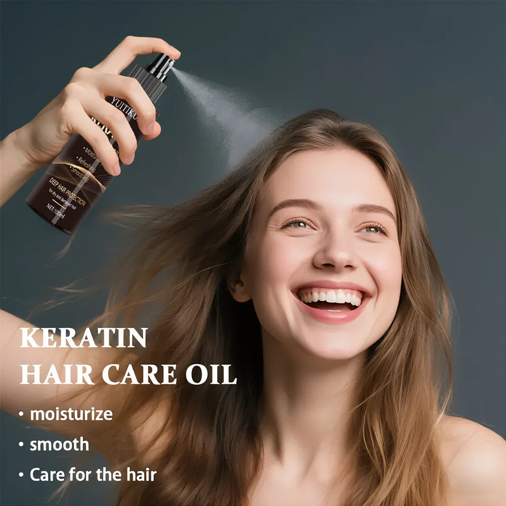 YUITIKUE Keratin Hair Care Oil Spray | Moisturizing, Refreshing & Smoothing For Dry & Damaged Hair 100ml