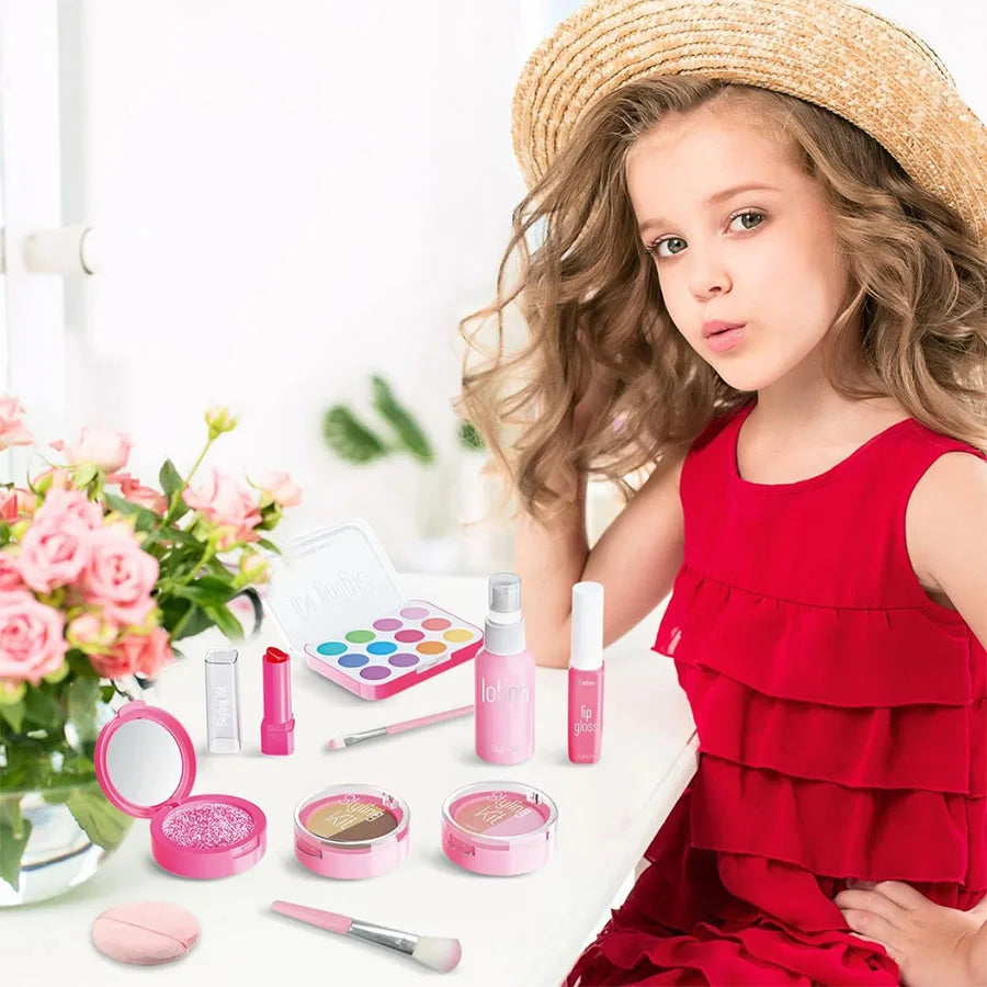 Children's Makeup Toy Set Simulated Beauty Makeup Box Set No Smearing No Liquid 10 Piece Non-toxic Set (Non Real Makeup)