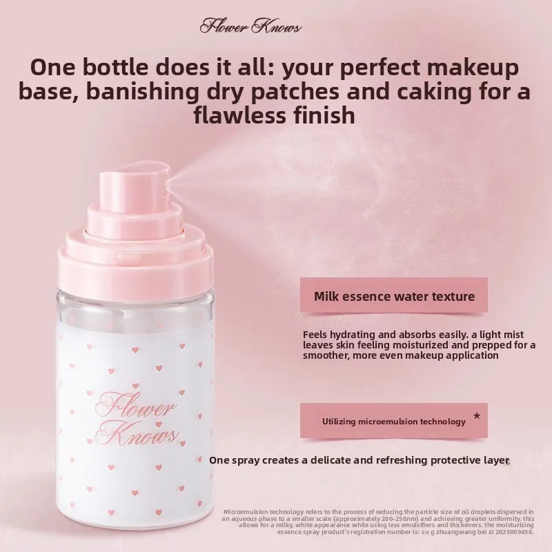 Flower Knows Makeup Moisturizing Essence Setting Spray Primer Skin Care Products Hydrating Face Mist All-Day Moisturizing Spray