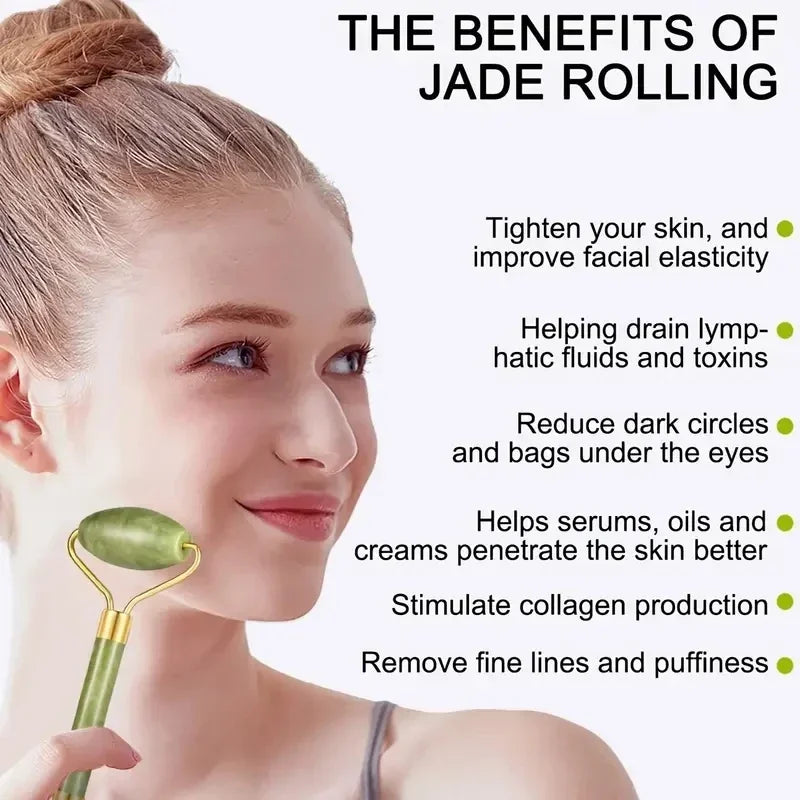 Jade Massagers For Face Body Gua Sha Scraper Beauty Facial Roller Set Natural Gouache Stone Massage Slimming Skin Care Lift box