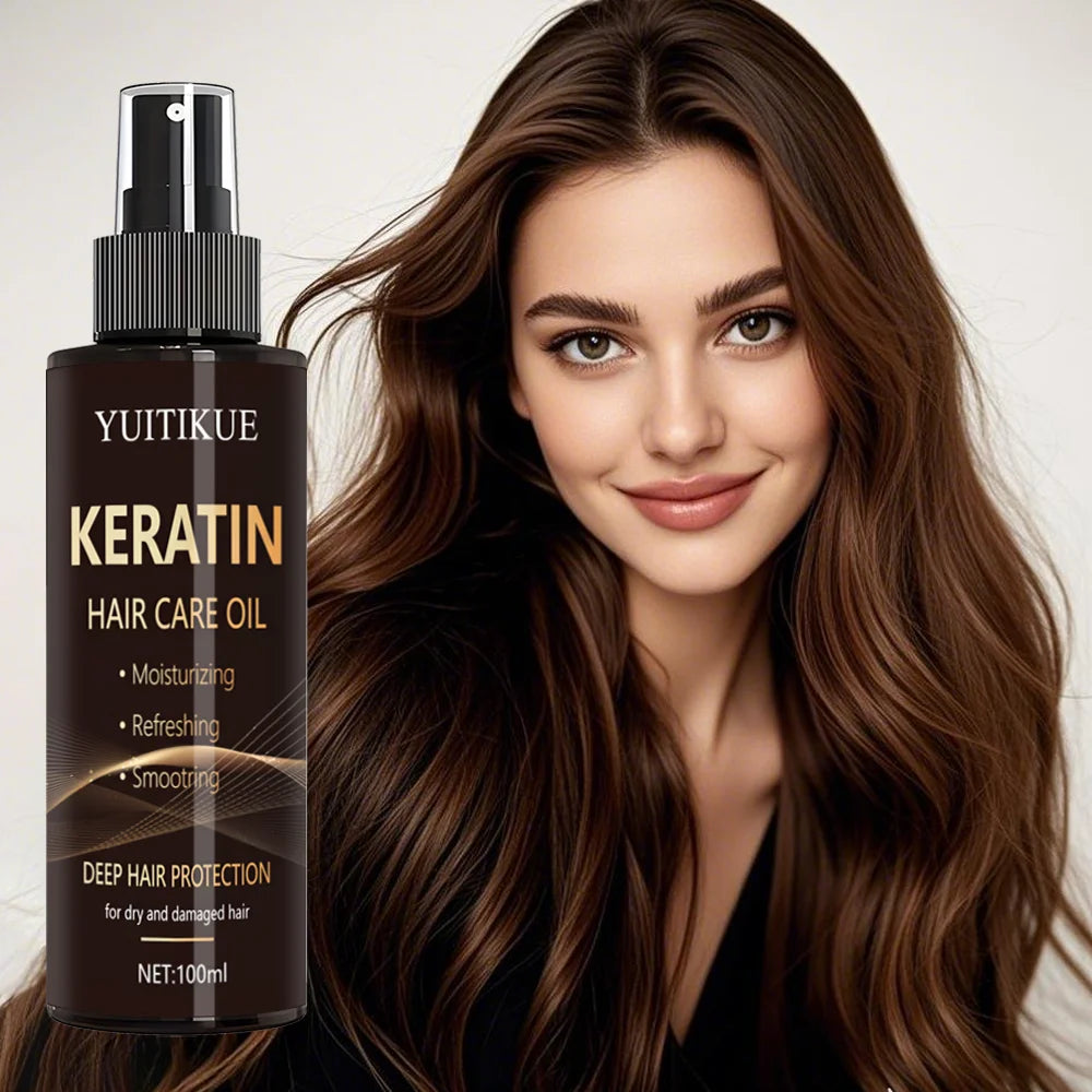 YUITIKUE Keratin Hair Care Oil Spray | Moisturizing, Refreshing & Smoothing For Dry & Damaged Hair 100ml