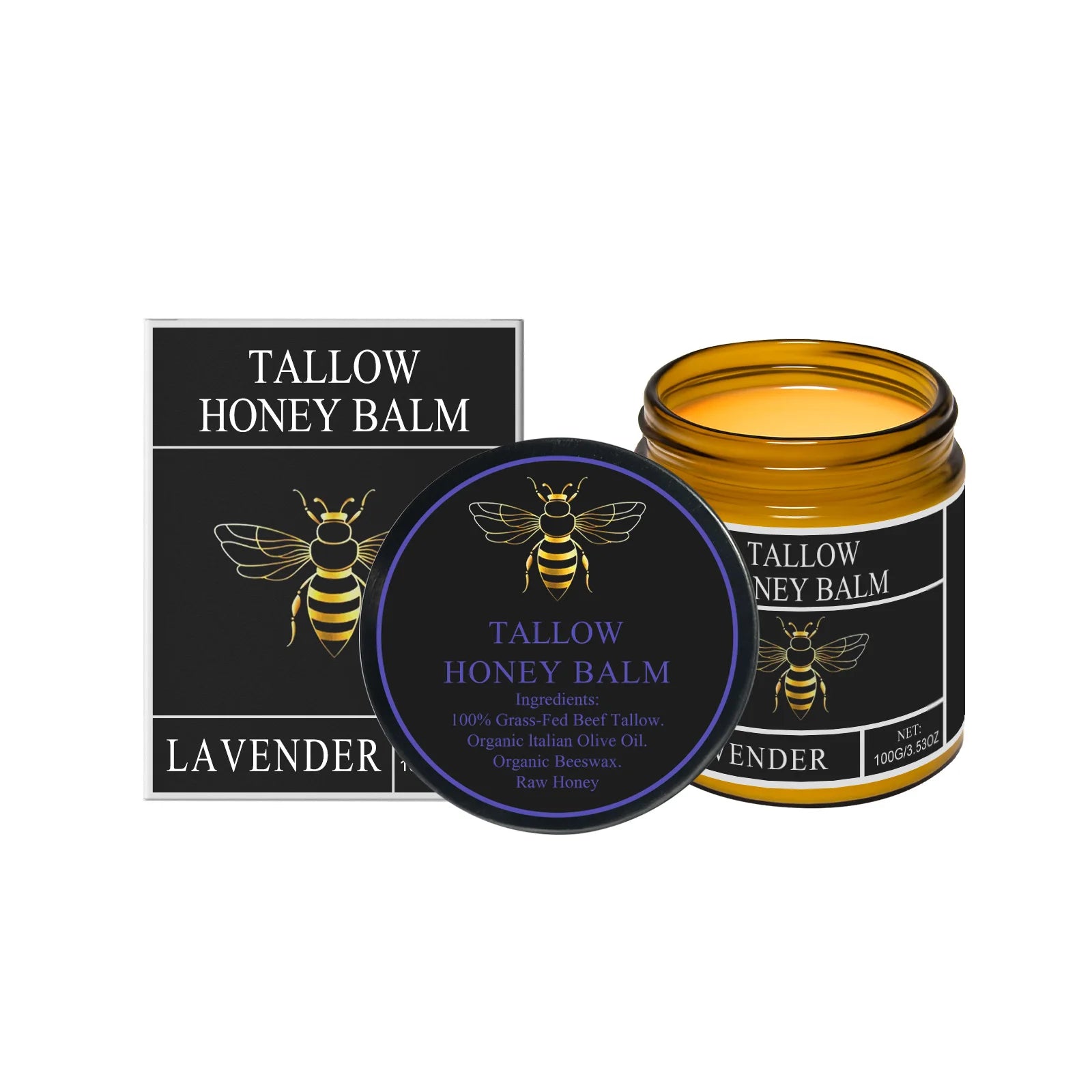 Beef Tallow Face Cream Organic Raw Honey Balm Skin Care Brightening Grass-Fed Natural Whipped Body Moisturizer Hydrating Lotion