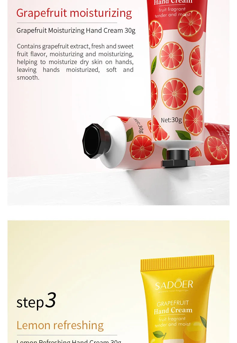 5Pcs/set Fruit Plant Fragrance Hand Cream Sets Moisturizing Repair Anti Dry Hand Lotion Sets Hands Skin Care Products