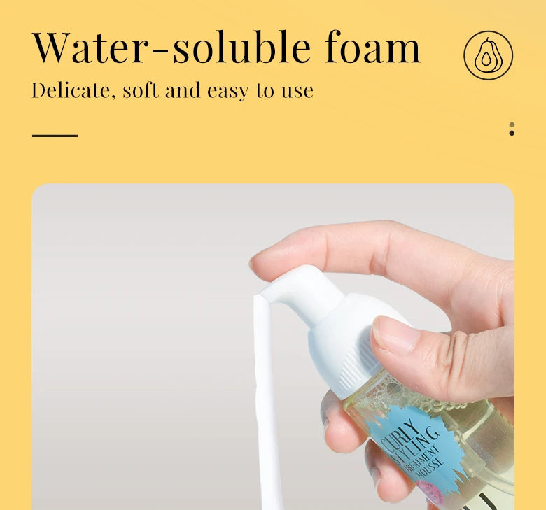 Curly Hair Mousse Care Coconut Oil Smoothing Frizz Enhanced Wavy Shampoo Styling Cream Mousse Foam Dry Damaged Frizz Hair Care