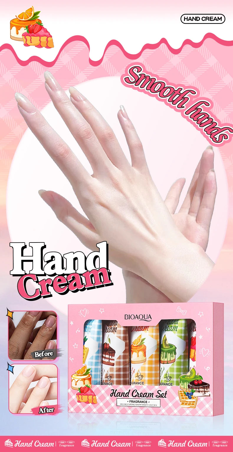 BIOAOUA Luxury Hand Cream Christmas Gift Set 5Pack Moisturizing Long-Lasting Fragrance Hand Cream for Dry Skin for Women & Men