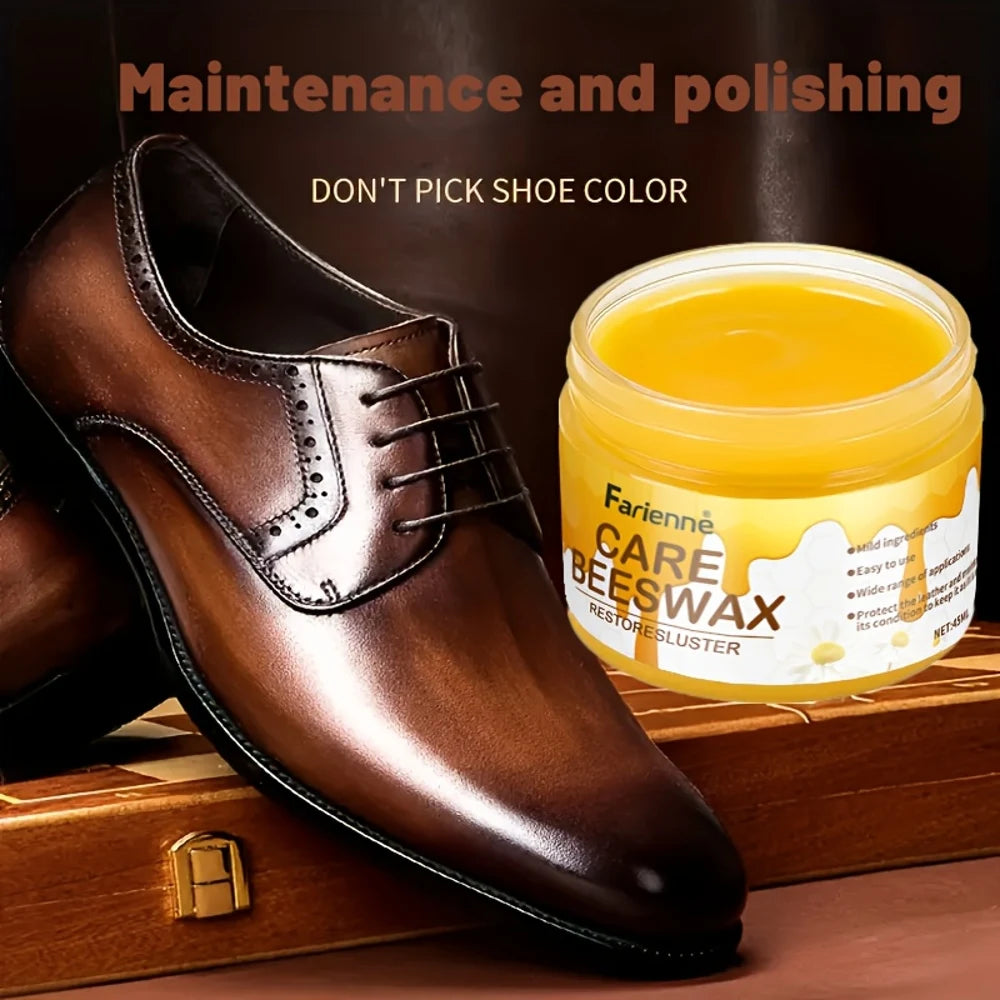 Shoe Care Kit - Suitable for Artificial Leather Surface Polishing and Maintenance, Premium Care Beeswax for Various Colors