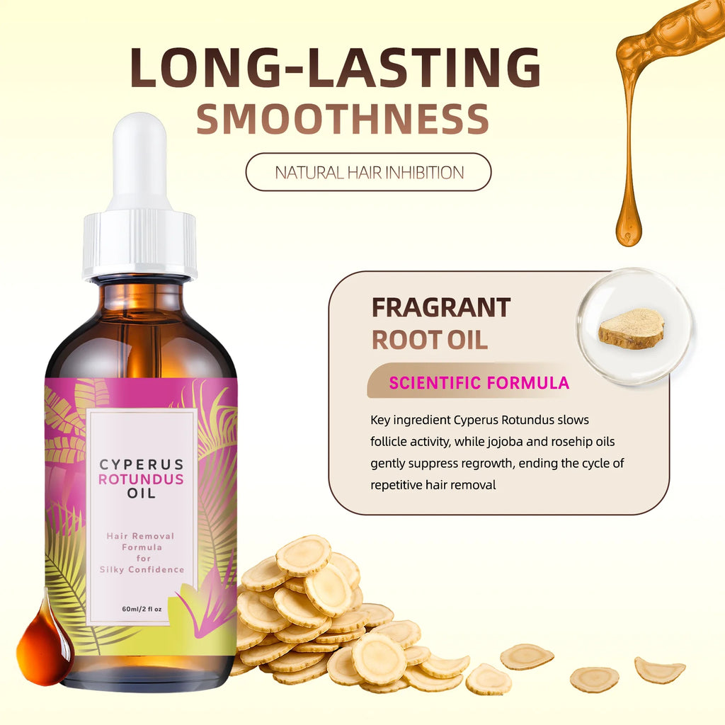 Natural Hair Minimizing & Skin Softening Oil 60ml - Jojoba & Almond Formula for Gentle Hair Growth Control & Smooth Skin Feel.