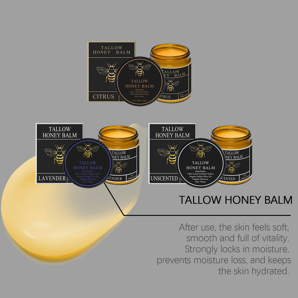 Tallow Honey Balm Deep Hydration Face Care Tighten Skin Firming Moisturizing Facial Rejuvenation Soft Smooth Beef Tallow Cream