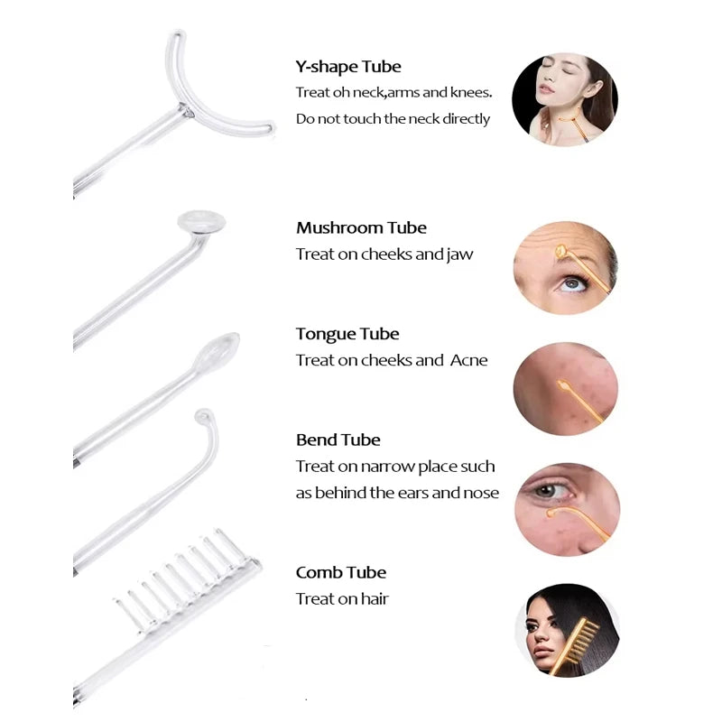 5 Heads Handed High Frequency Beauty Products Facial Therapy Wand Machine Set Portable Home Use Skin Beauty Equipment
