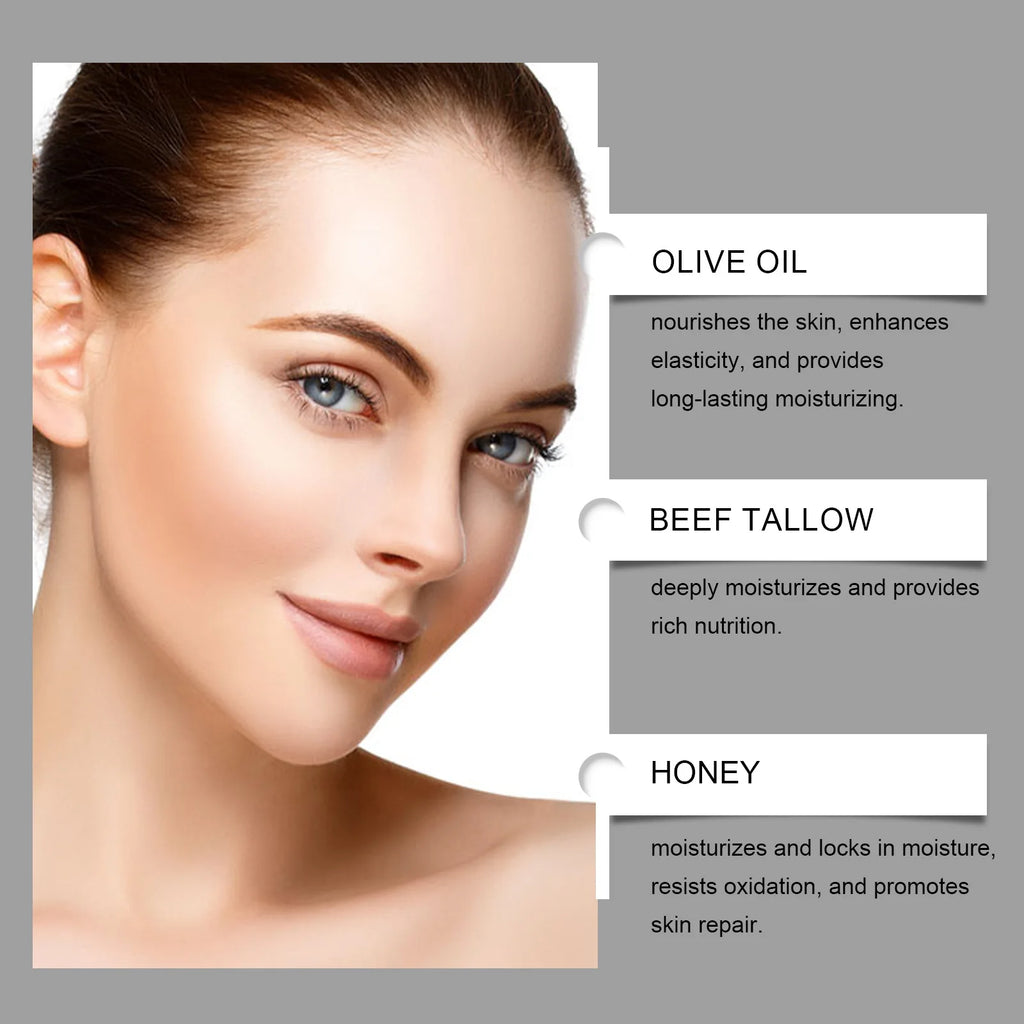 Tallow Honey Balm Deep Hydration Face Care Tighten Skin Firming Moisturizing Facial Rejuvenation Soft Smooth Beef Tallow Cream