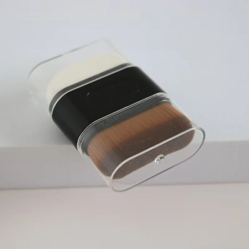 1Pcs Double-Ended Foundation Makeup Brush With Dust Cover Wave Top Contour Beauty Tool For Liquid Powder Concealer Cream