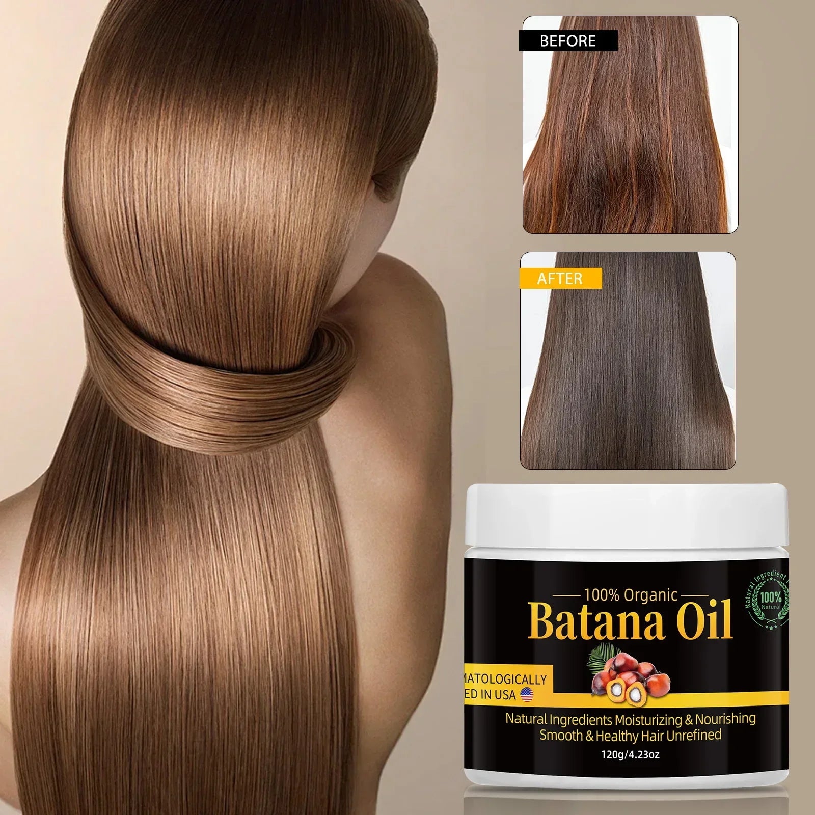Batana Oil for Hair Growth & Repair 120g Moisturizes Scalp, Reduces Split Ends & Hair Loss Natural Plant Hair Care Essential Oil