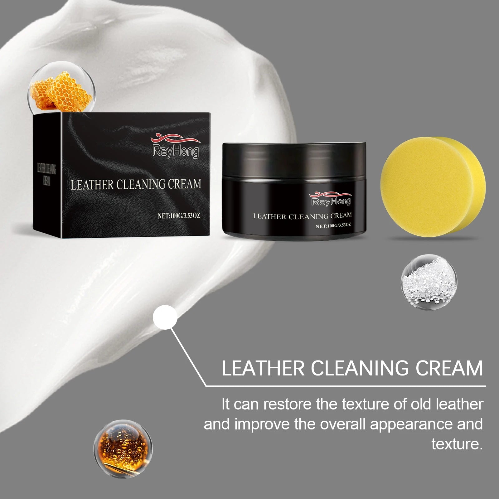 Waterproof Leather Conditioner Auto Leather Care Paste with Beeswax Deep Moisturizer Anti Aging Protects & Beautifies Autocare