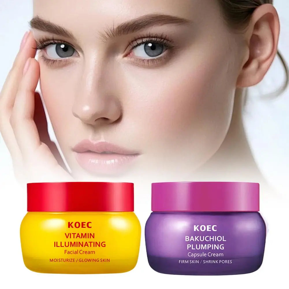 KOEC Bakuchiol & Vitamin Facial Cream Firming Lifting Brightening Long-Lasting Hydration Improve Skin Elasticity Beauty Care