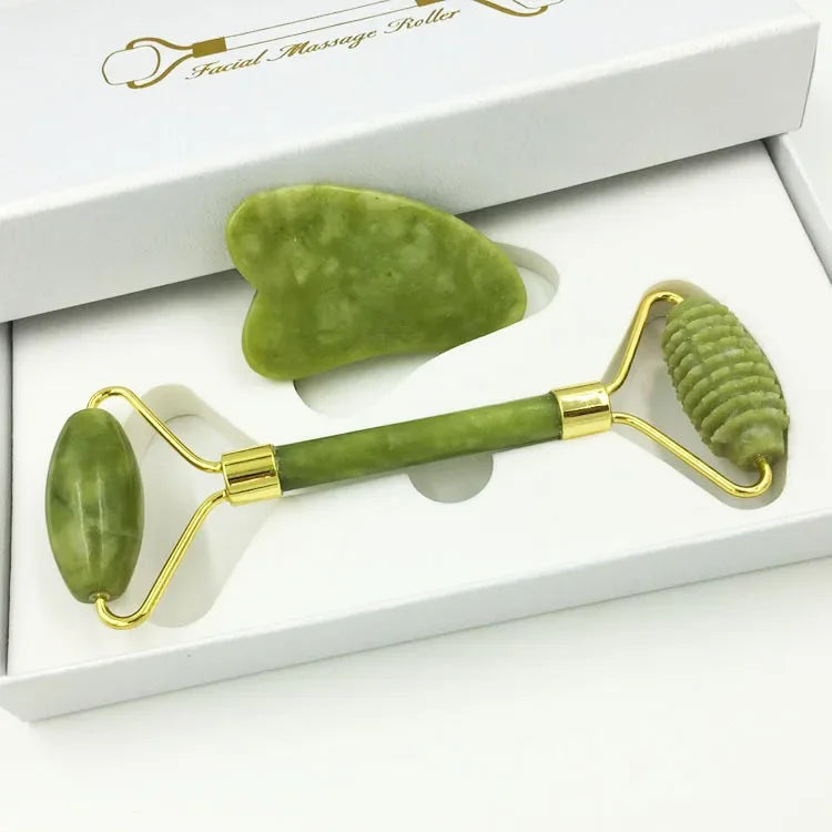 Jade Massagers For Face Body Gua Sha Scraper Beauty Facial Roller Set Natural Gouache Stone Massage Slimming Skin Care Lift box