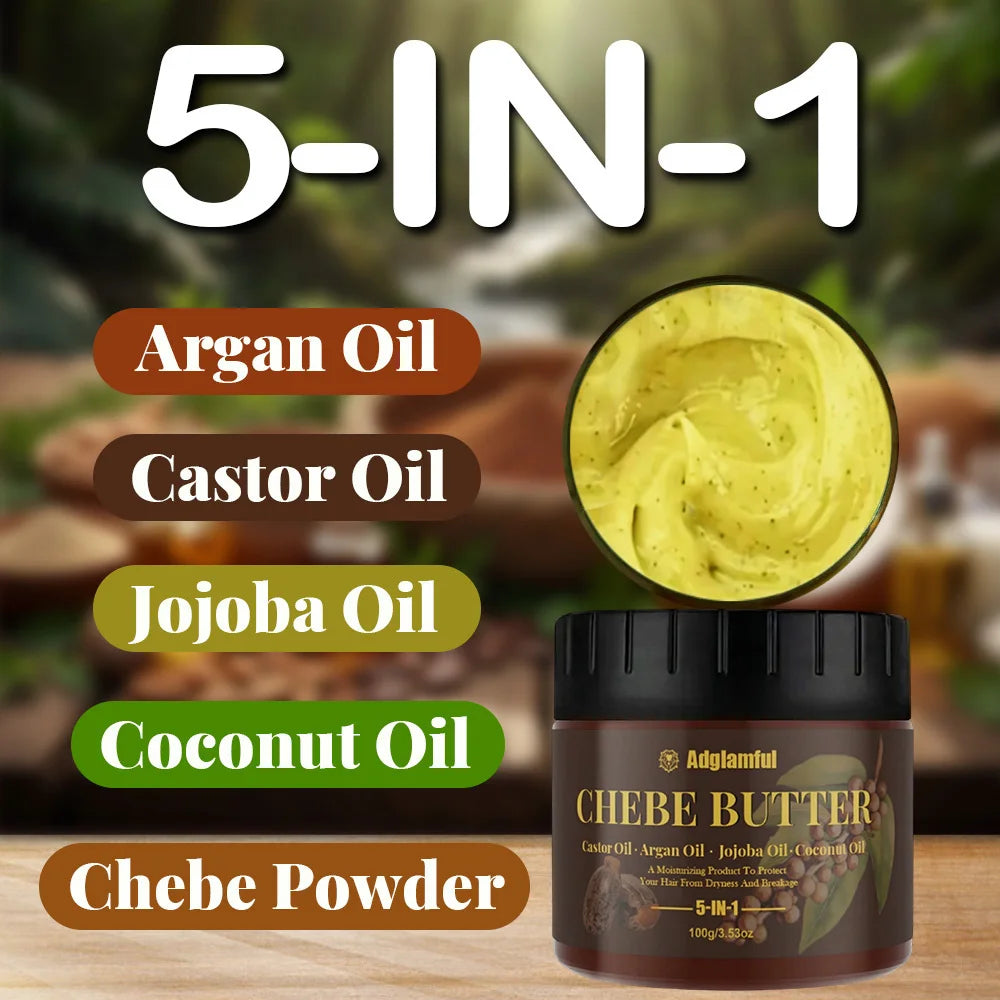 Castor Oil 5-in-1 Chebe Butter Salon-Grade Care Strengthens Hair and Prevents Breakage Deeply Moisturizes and Locks in Moisture Daily Hair Care for Women for Daily Home Use