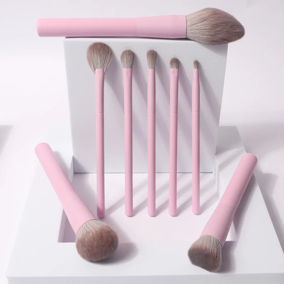 Pink Makeup Brush Set Private Label Wholesale Bulk Cosmetic Synthetic Hair Vegan Brushes Free Custom Logo Beauty Tool 10Sets