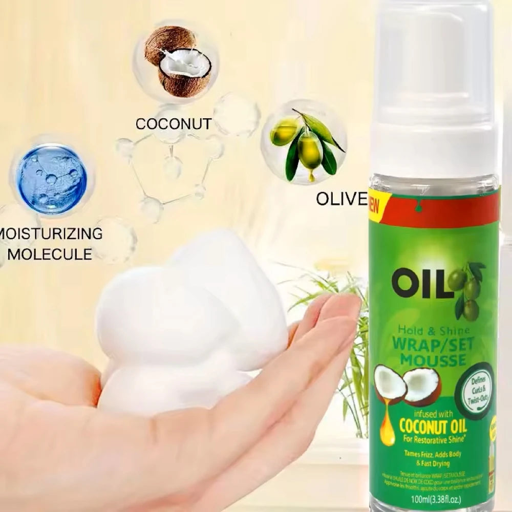 Curly Hair Mousse（100ml) For Wigs Strong Hold Olive Oil Hair Styling Mousse Anti-Frizz Hair Foam Mousse For Styling Hair Women