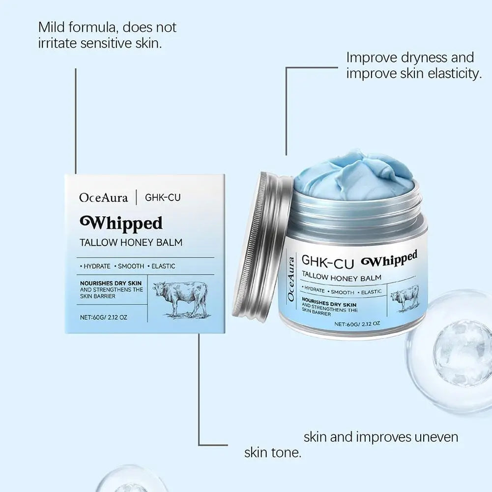 Beef Tallow Honey Skin Balm, Daily Nourishing Moisturizing Body Care Balm, Smooth Hydrating Non-Greasy Skin Repair Cream