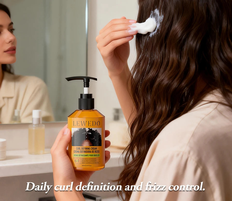 280ml Curly Hair Cream Black Castor Oil Moisturizing Hair Styling Cream Hair Smoothing Anti-Frizz Wavy Hair Defining Cream