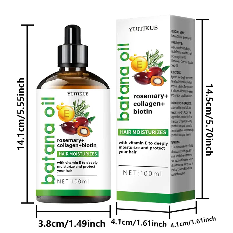 100ml Batana Hair Care Oil, plant-based formula, collagen repairs damaged hair, smooth and nourishing hair care oil