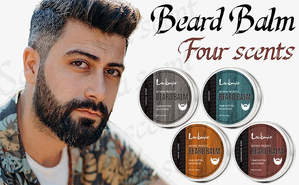 4pcs/set Beard Balm Softens and Tames Unruly Hairs Beards Styling Cream Add Thickness & Volume Moisturize Shine Beards Care Balm