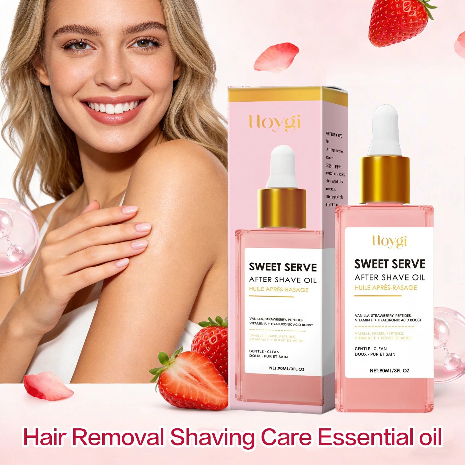 Hair Removal Shaving Care Esential Oil Deeply Hydrating and Nourishing Skin Strawberry Serve After Shave Oil for Women 90ml
