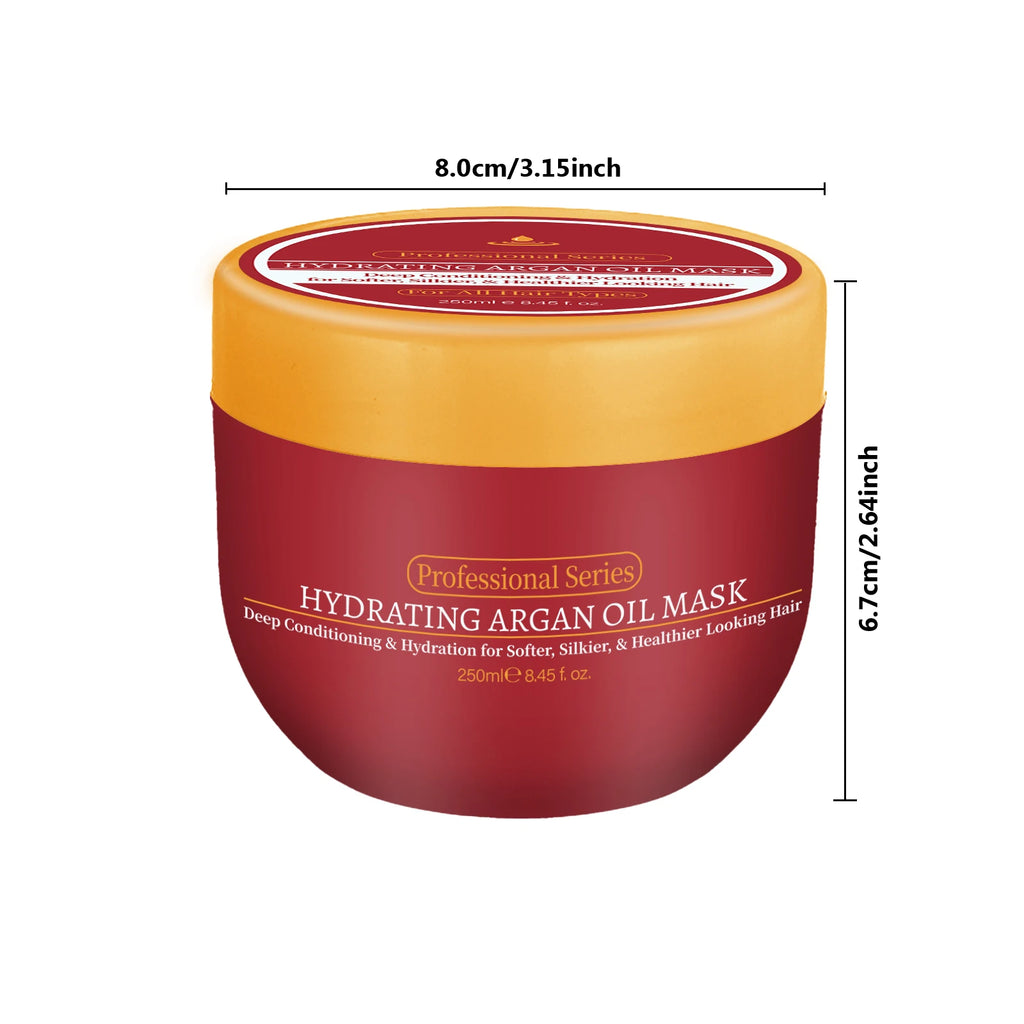 250ml Hydrating Argan Oil Hair Mask Deep Conditioning Care for All Hair Types Softens & Strengthens Dry or Damaged Hair