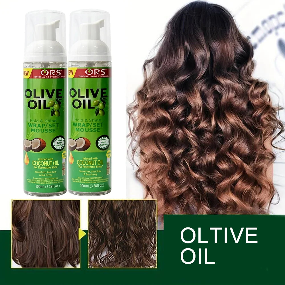 Curly Hair Mousse（100ml) For Wigs Strong Hold Olive Oil Hair Styling Mousse Anti-Frizz Hair Foam Mousse For Styling Hair Women