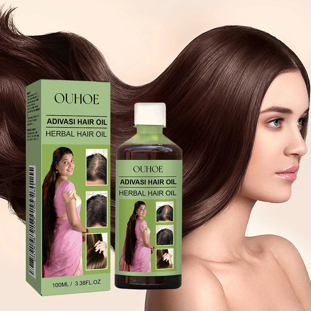OUHOE Adivasi Herbal Hair Oil 100ml, Natural Hair Growth Oil for Dry Damaged Hair, Nourishing Anti-Frizz Hair Care Serum