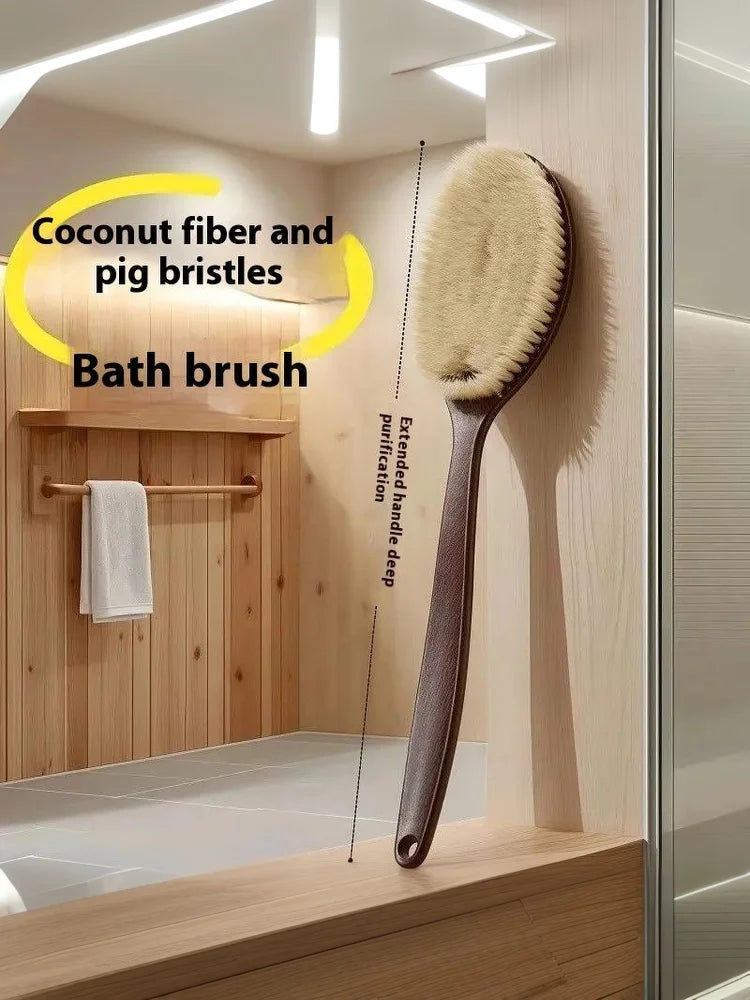Bath Shower Brush Bathing Brush Dry Skin Body Soft Natural Bristle Massager Care Tool Soft Natural Bristle PE Handle."