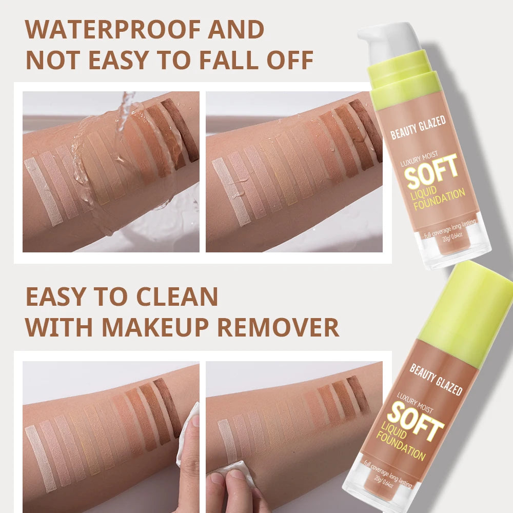 Beauty Glazed Full Coverage Matte Liquid Foundation Waterproof BB Cream Lasting Oil Control Long-lasting Natural Face Makeup