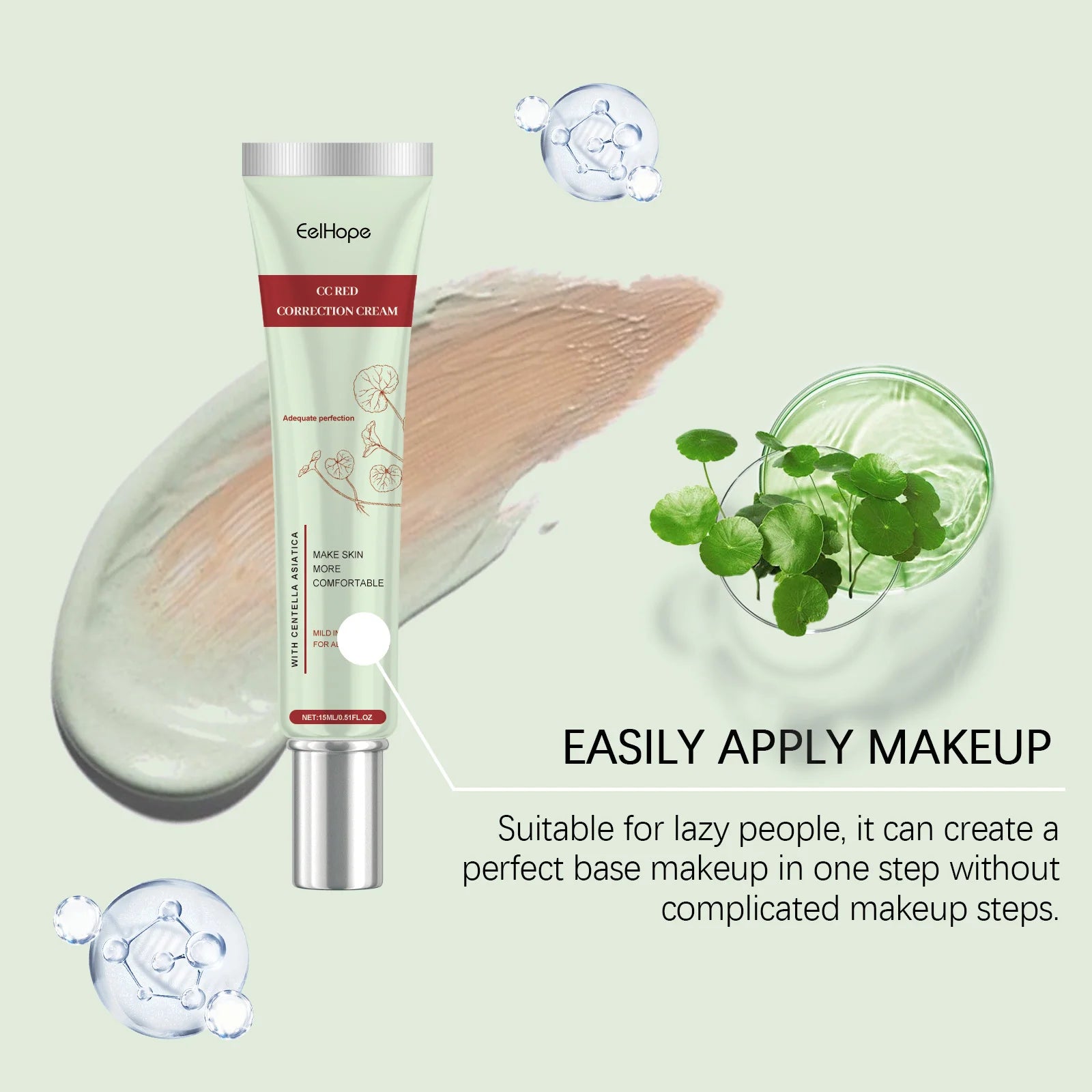 Centella Asiatica CC Cream Repair Redness Damage Smoothing Moisturizing Brighten Sunscreen Concealer Skincare Makeup Foundation