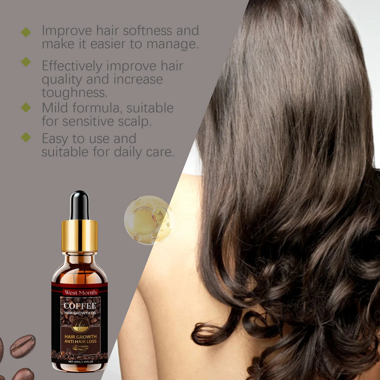 Hair Care Essential Oils Moisturize and Repair Dry and Frizzy Hair, Leaving It Shiny, Smooth, and Nourishing The Scalp