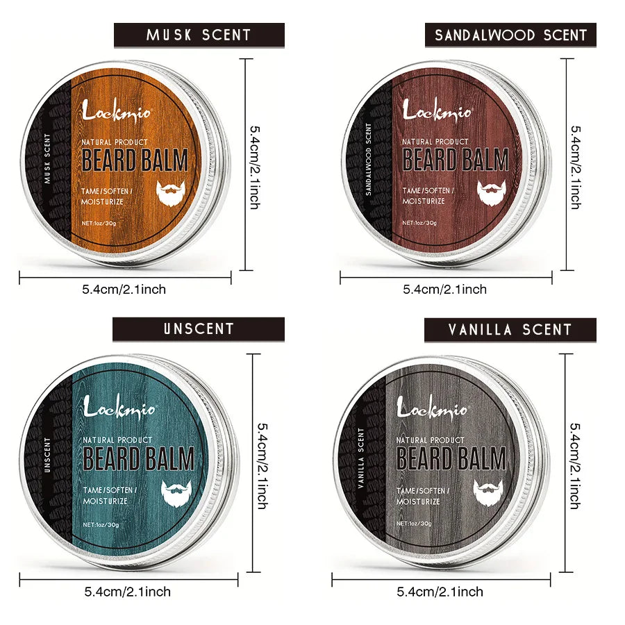 4pcs/set Beard Balm Softens and Tames Unruly Hairs Beards Styling Cream Add Thickness & Volume Moisturize Shine Beards Care Balm