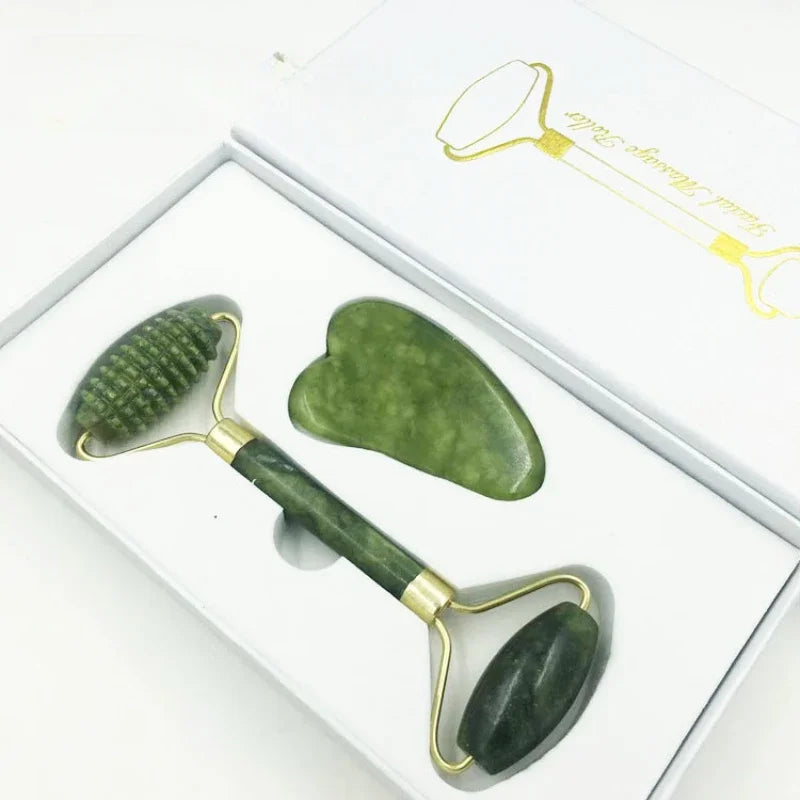 Jade Massagers For Face Body Gua Sha Scraper Beauty Facial Roller Set Natural Gouache Stone Massage Slimming Skin Care Lift box