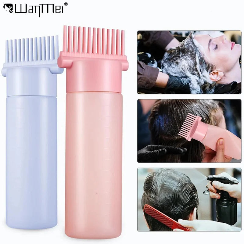 1pcs 6Oz Root Comb Applicator Bottle Oil Comb Hair Dyeing Accessories Refillable Hair Care Oil Container Portable Bottle Tools