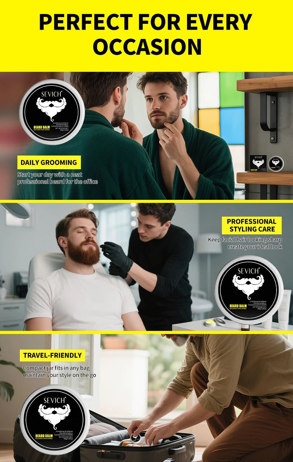 Beard Balm Wax Natural Men's Beard Care Cream Moisturizing Grooming Cream Beard Care Balm Oil Beard Styling Mustache Skin Care