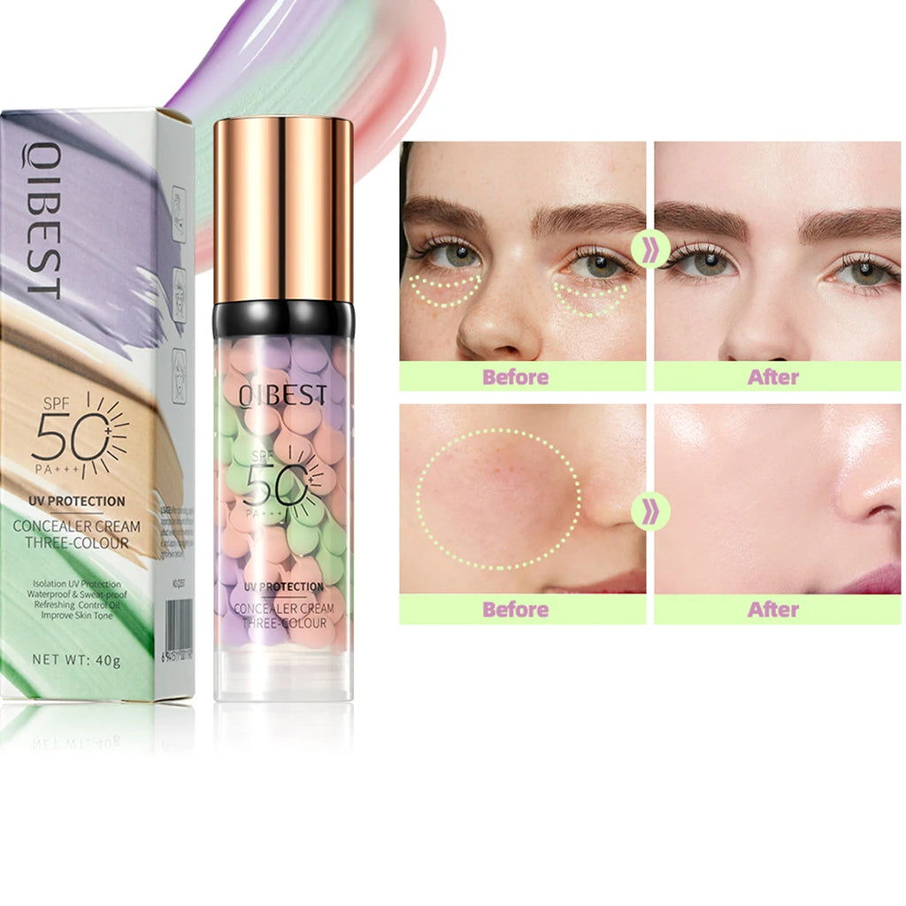 QIBEST Protective Pre-makeup Cream Even Skin Tone Brightening Base Mild Non-irritating Isolation Concealer